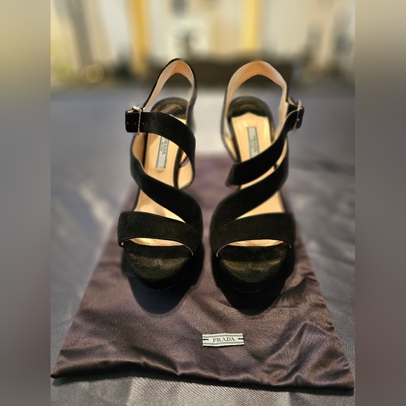 Prada Suede Printed Slingback Sandals - Picture 6 of 6